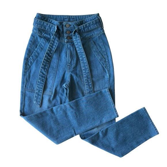 VERONICA BEARD Logan Straight-Leg Tie Jeans Pants Sz 26 Blue - Picture 2 of 7